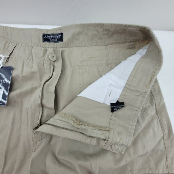 NEW Architect Shorts Mens 38 Tan Khaki Cargo Beige Pockets Long 100% Cotton NWT - Picture 10 of 15